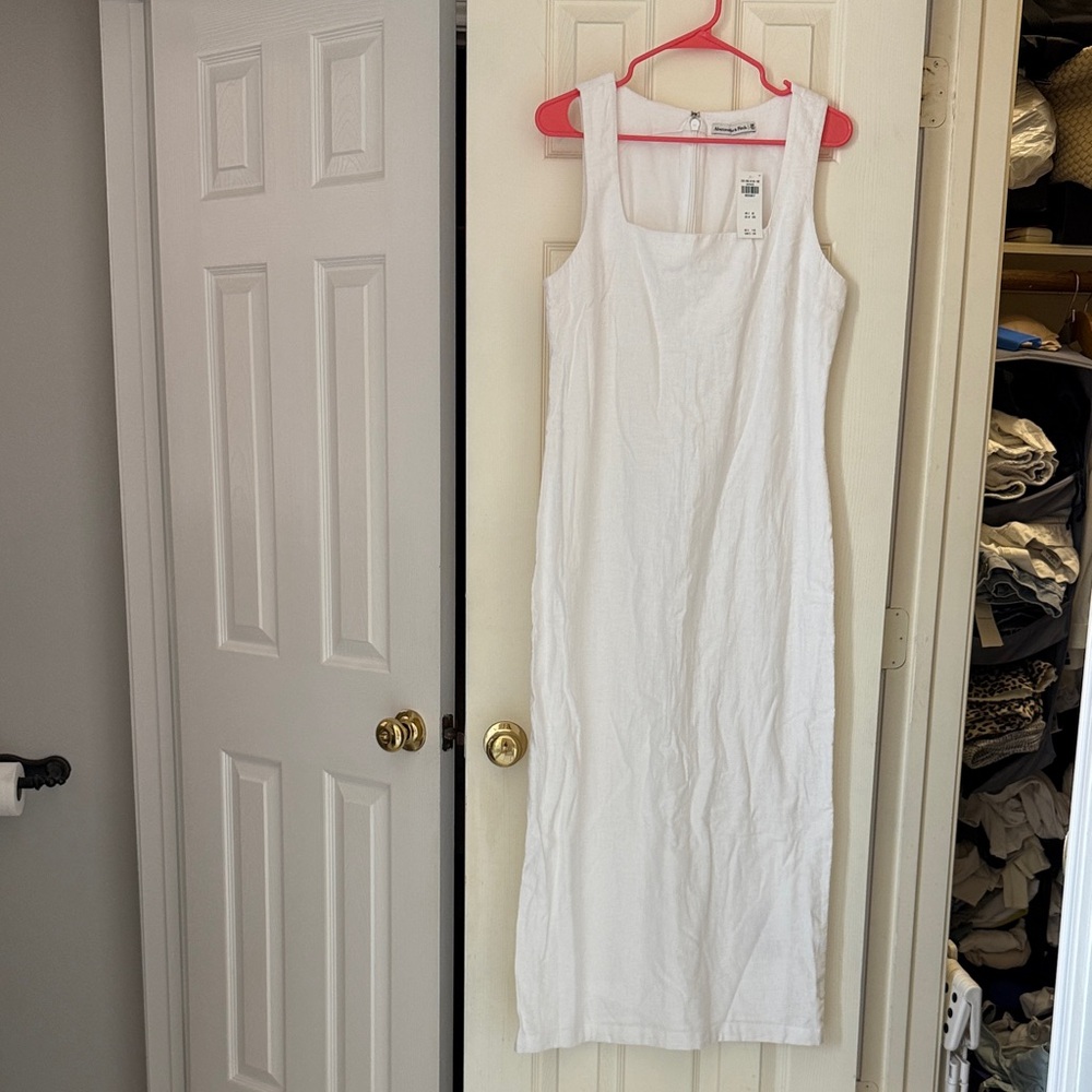 Abercrombie & Fitch White Midi Dress